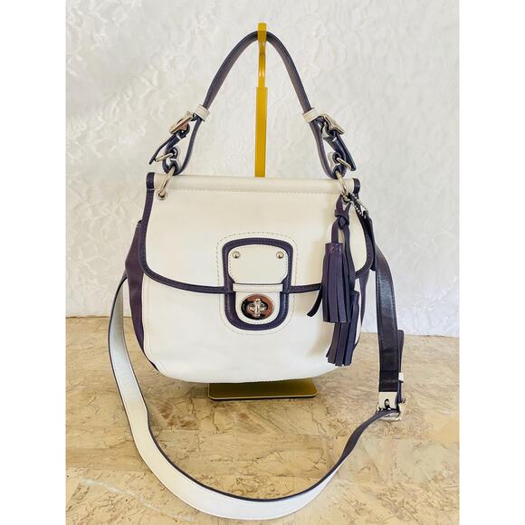 Coach Legacy Archive 2 Tone Leather Willis Crossbody Bag purple 22409 - Picture 1 of 10